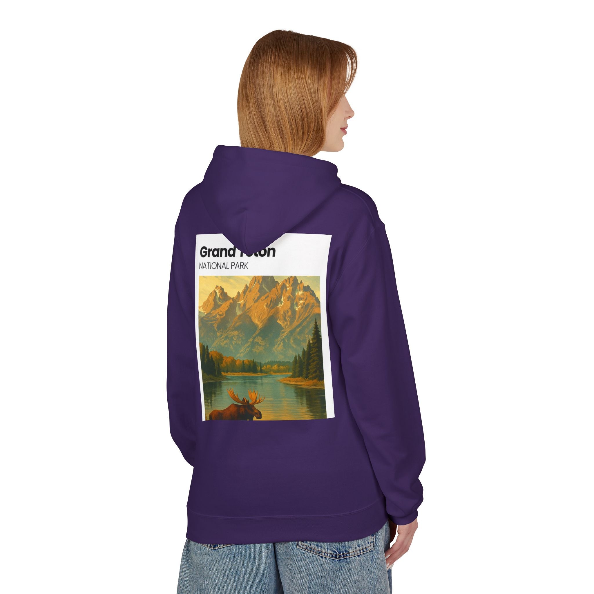 Grand Teton National Park scenic print Hoodie | Moose Lake mountain landscape