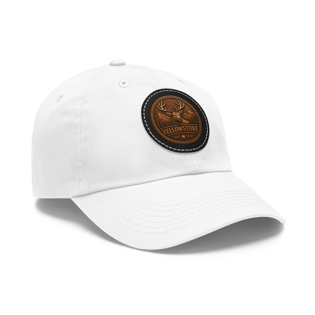 Yellowstone elk Leather Patch Dad Hat | Premium Round Patch Cap