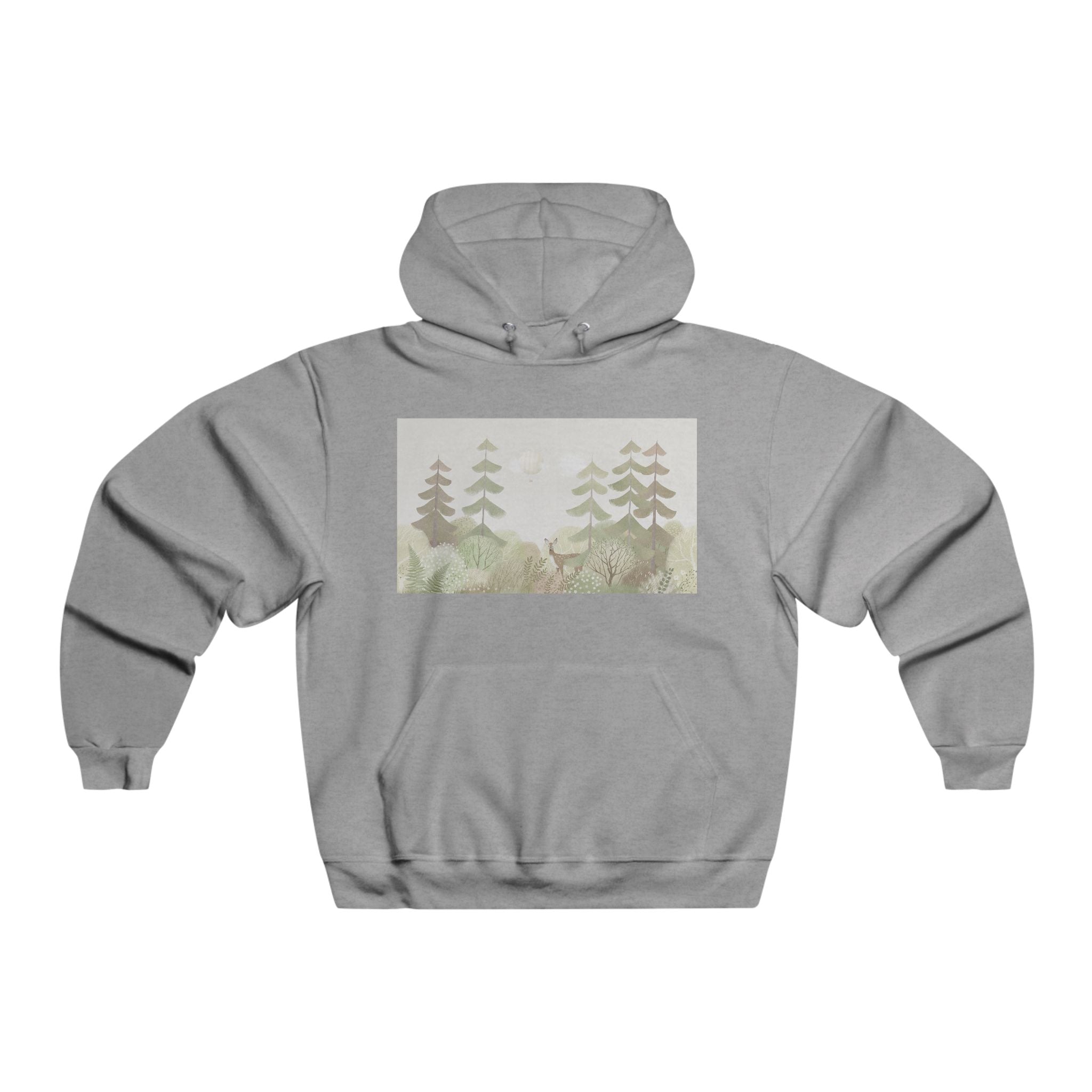 Men's Nature-Inspired Hooded Sweatshirt - Cozy Forest Scene