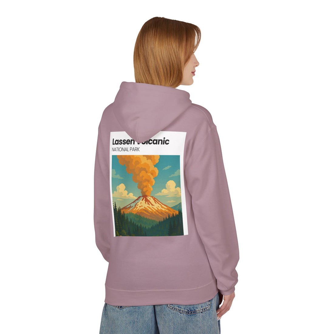 Lassen Volcanic Poster Hoodie | National Park Volcano Illustration