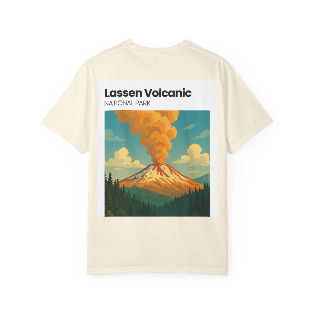 Lassen Volcanic Poster Art T-Shirt | Mountain Eruption Design