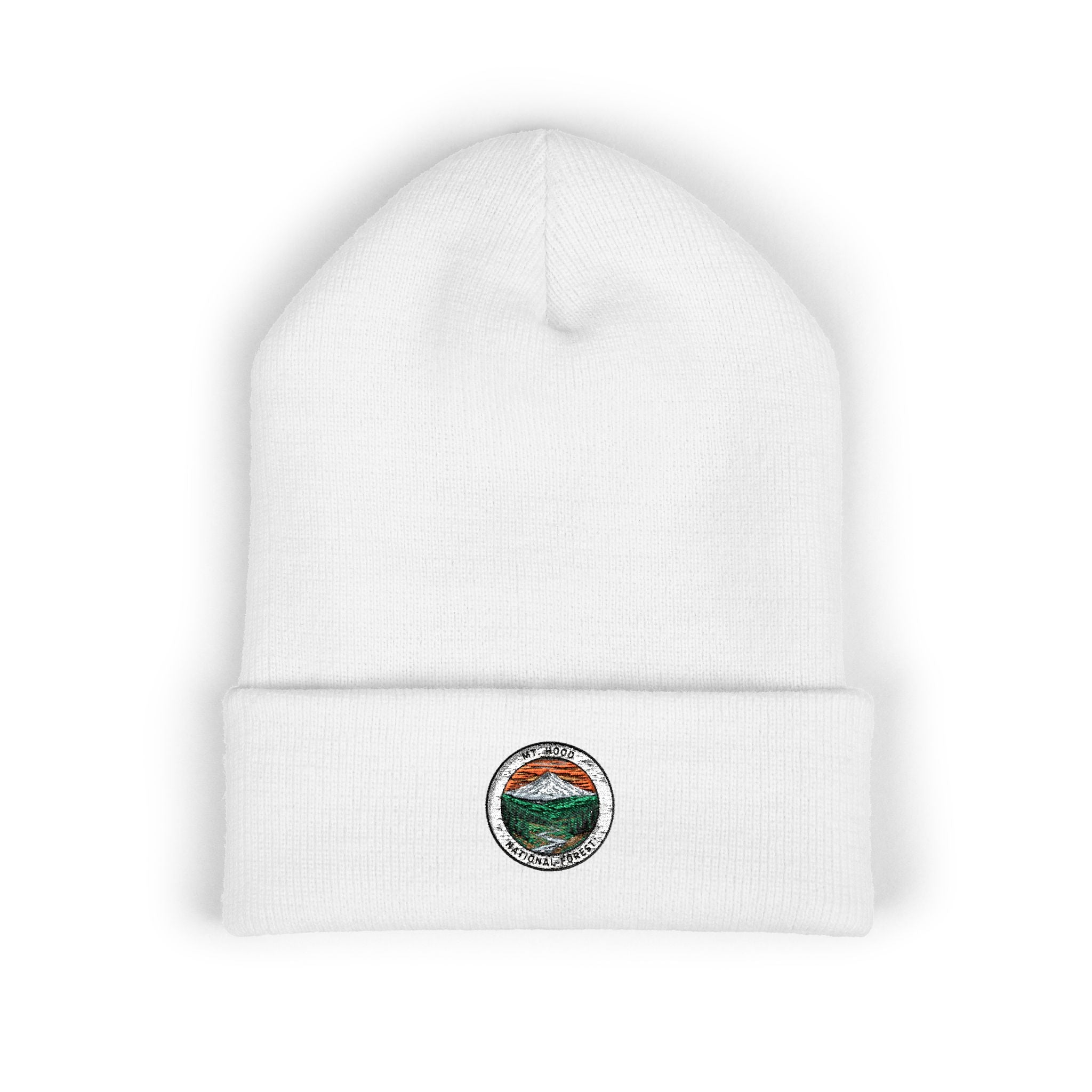 Mountain Hood Lake Patch Beanie | Embroidered Cuffed Beanie