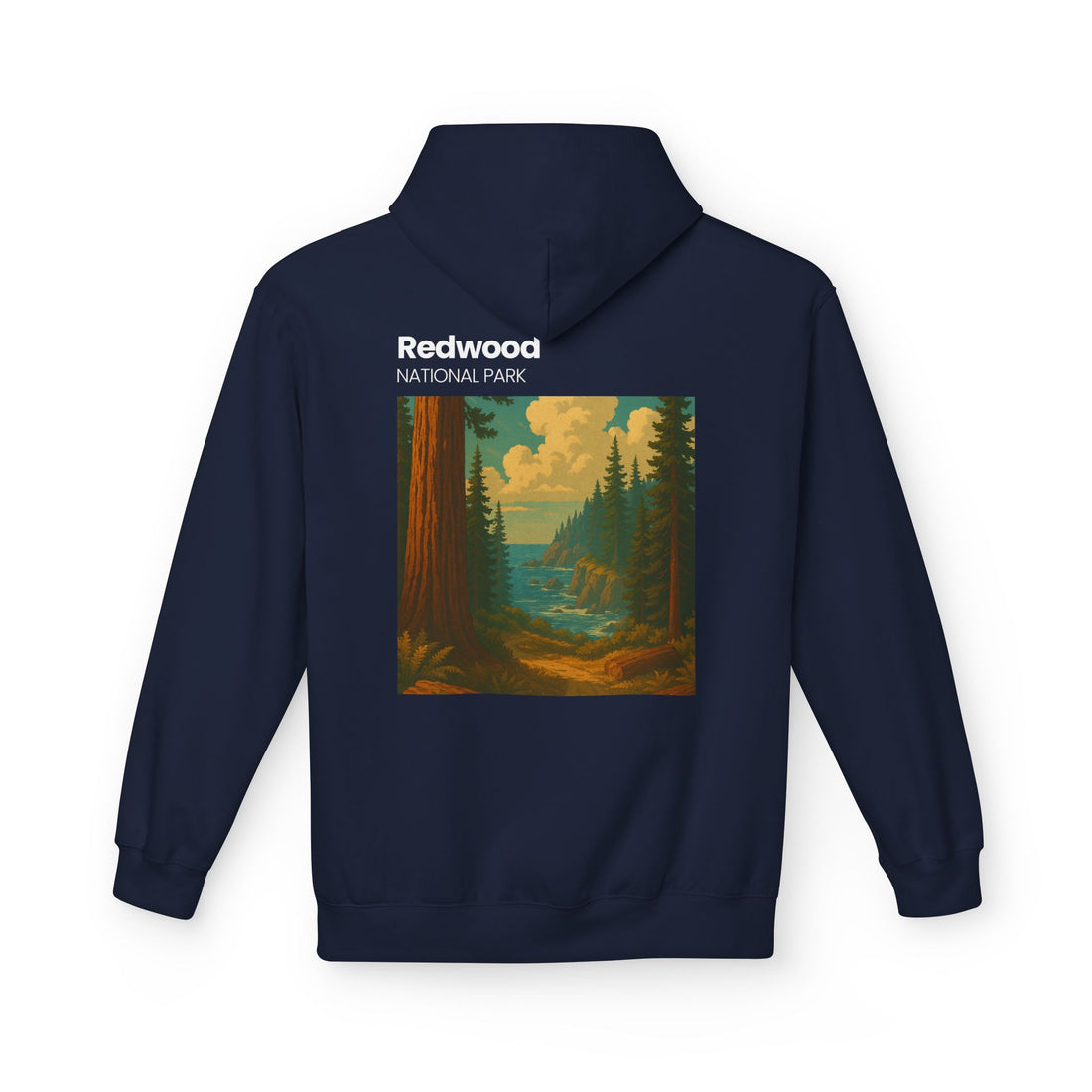 Redwood National Park vintage landscape Hoodie | forest waterfall retro travel art