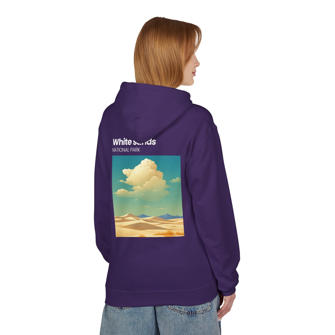 White Sands desert landscape Hoodie | National Park retro poster style