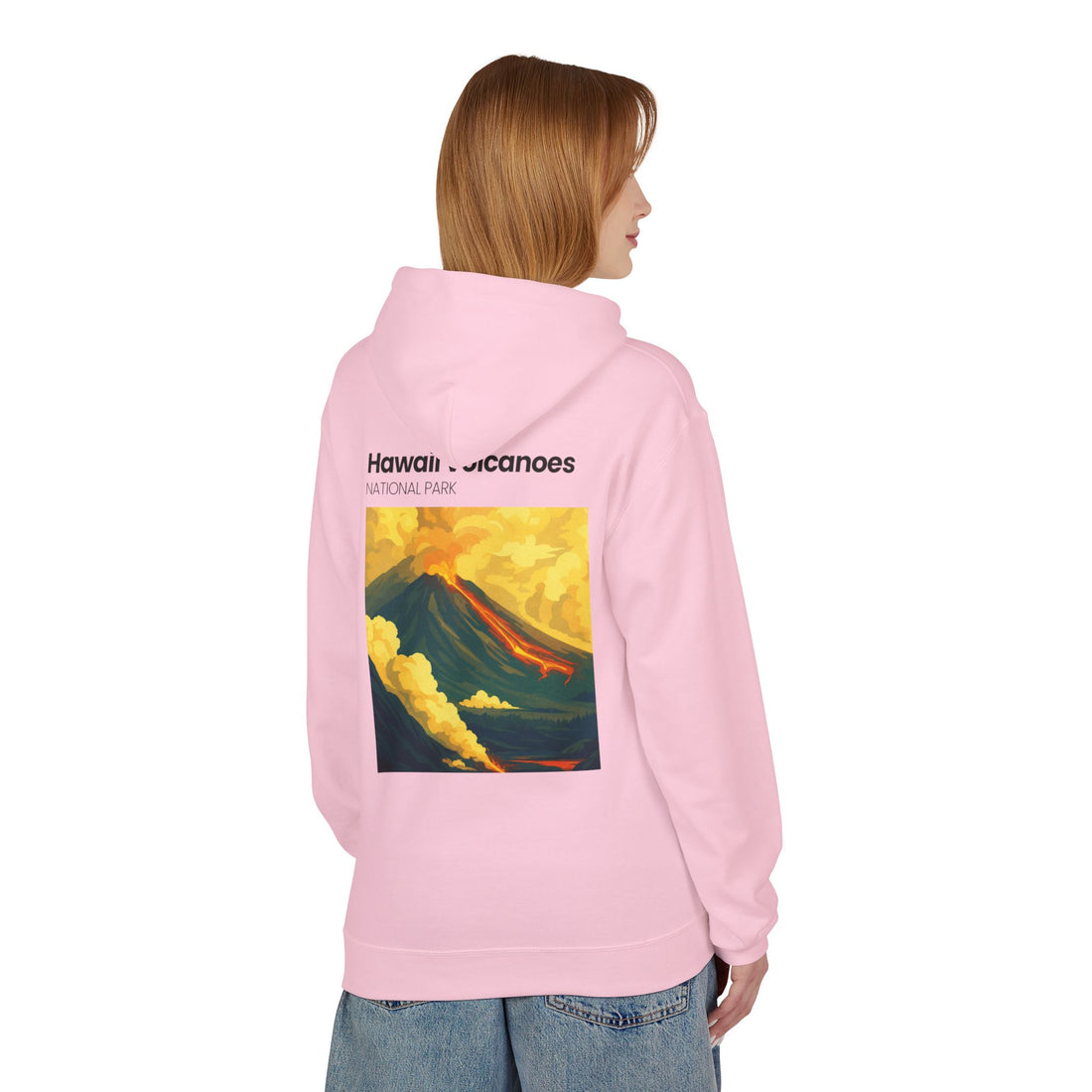 Hawaii Volcanoes National Park Volcano Illustration Hoodie | Vintage Travel Poster Style