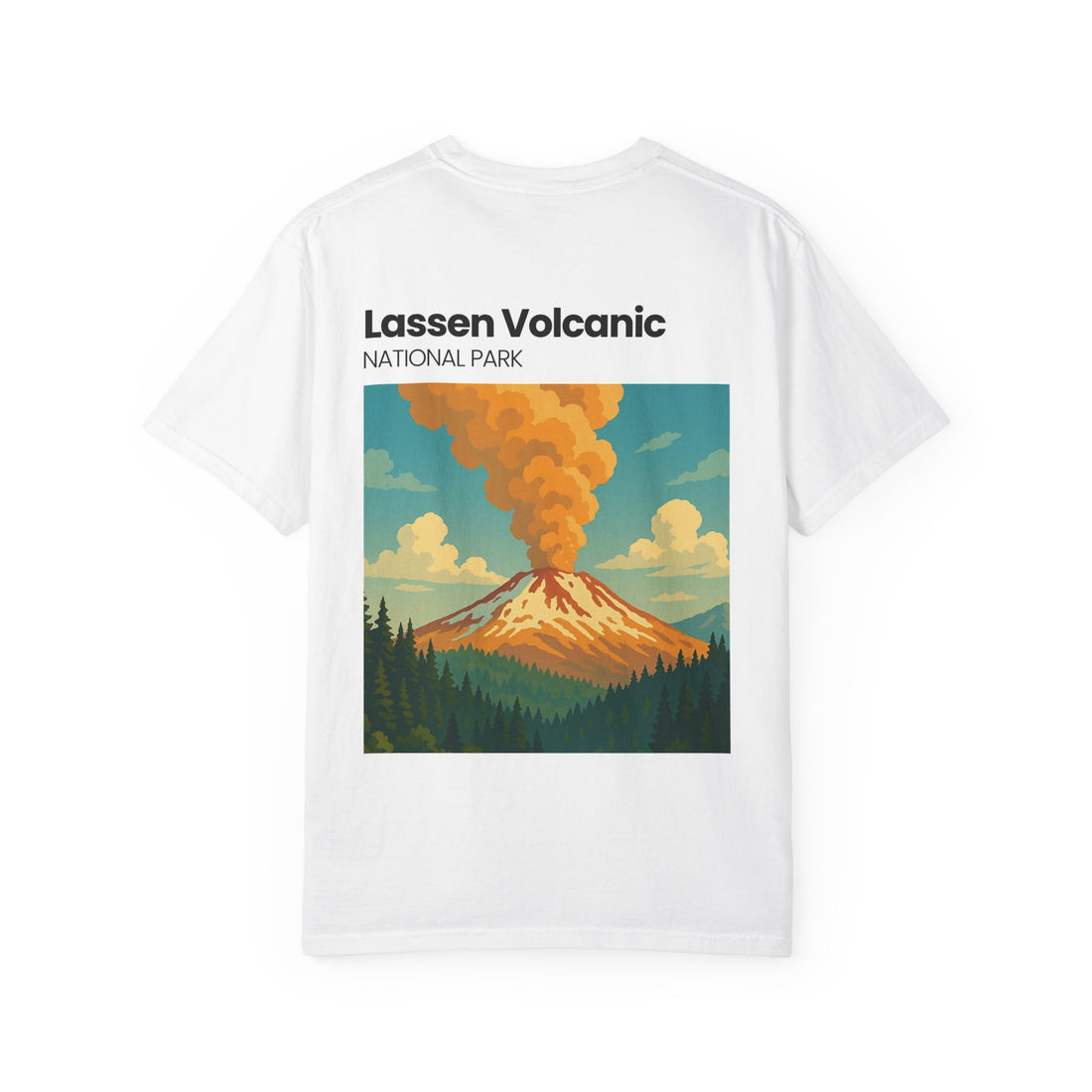 Lassen Volcanic Poster Art T-Shirt | Mountain Eruption Design