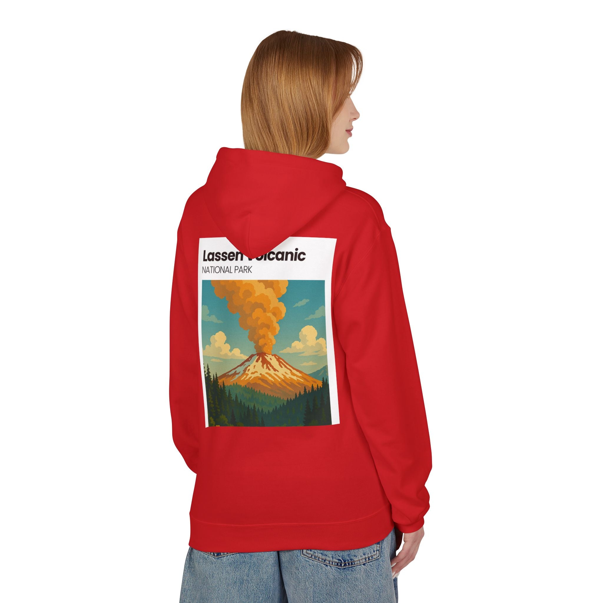 Lassen Volcanic Poster Hoodie | National Park Volcano Illustration
