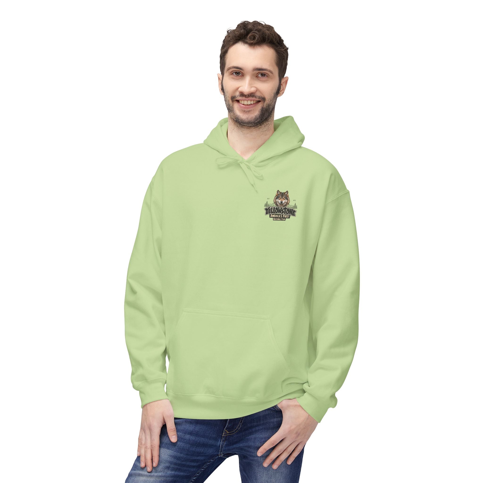 Yellowstone Wolf – Where the Wild Still Roams Hoodie Model3