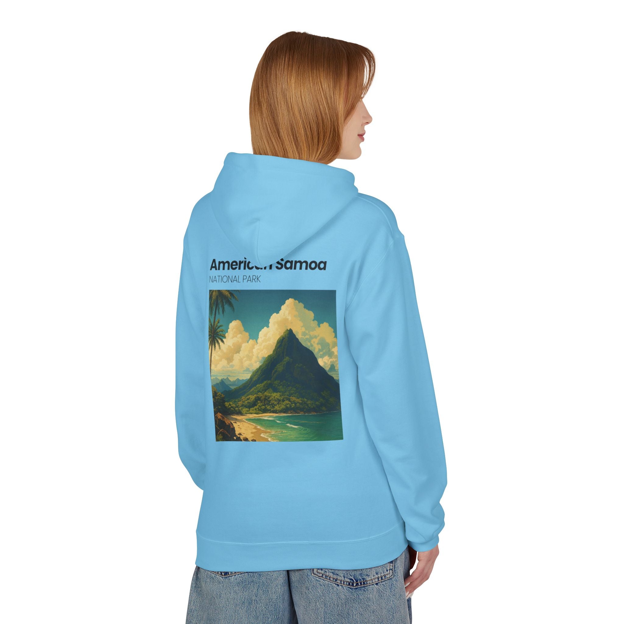 American Samoa National Park Landscape Hoodie | Vintage Tropical Island Print