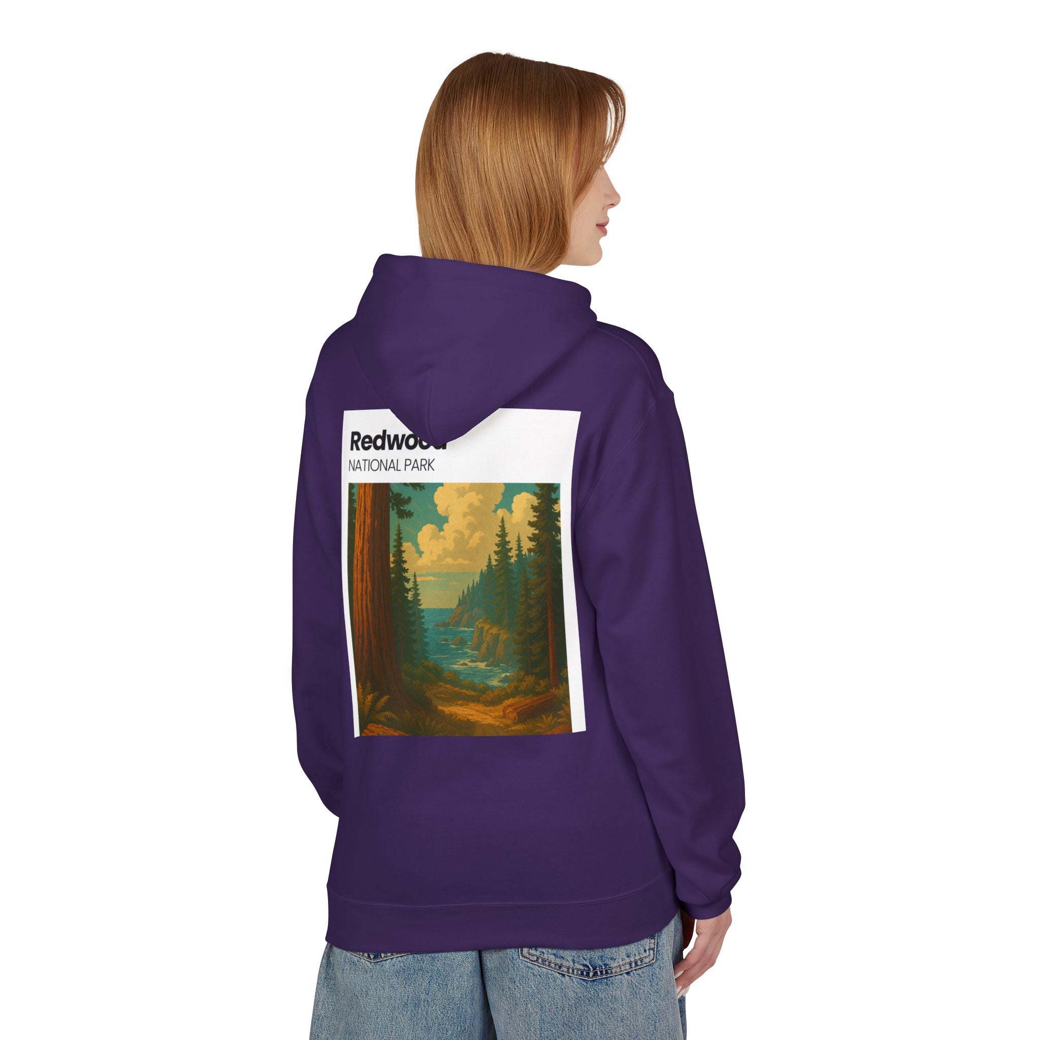 Redwood National Park vintage landscape Hoodie | forest waterfall retro travel art