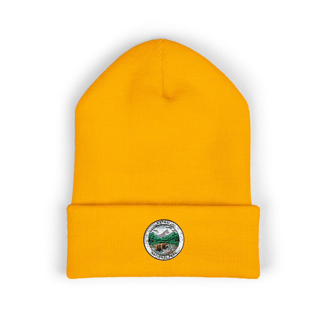 Mountain Lake Wilderness Patch Beanie | Embroidered Cuffed Beanie