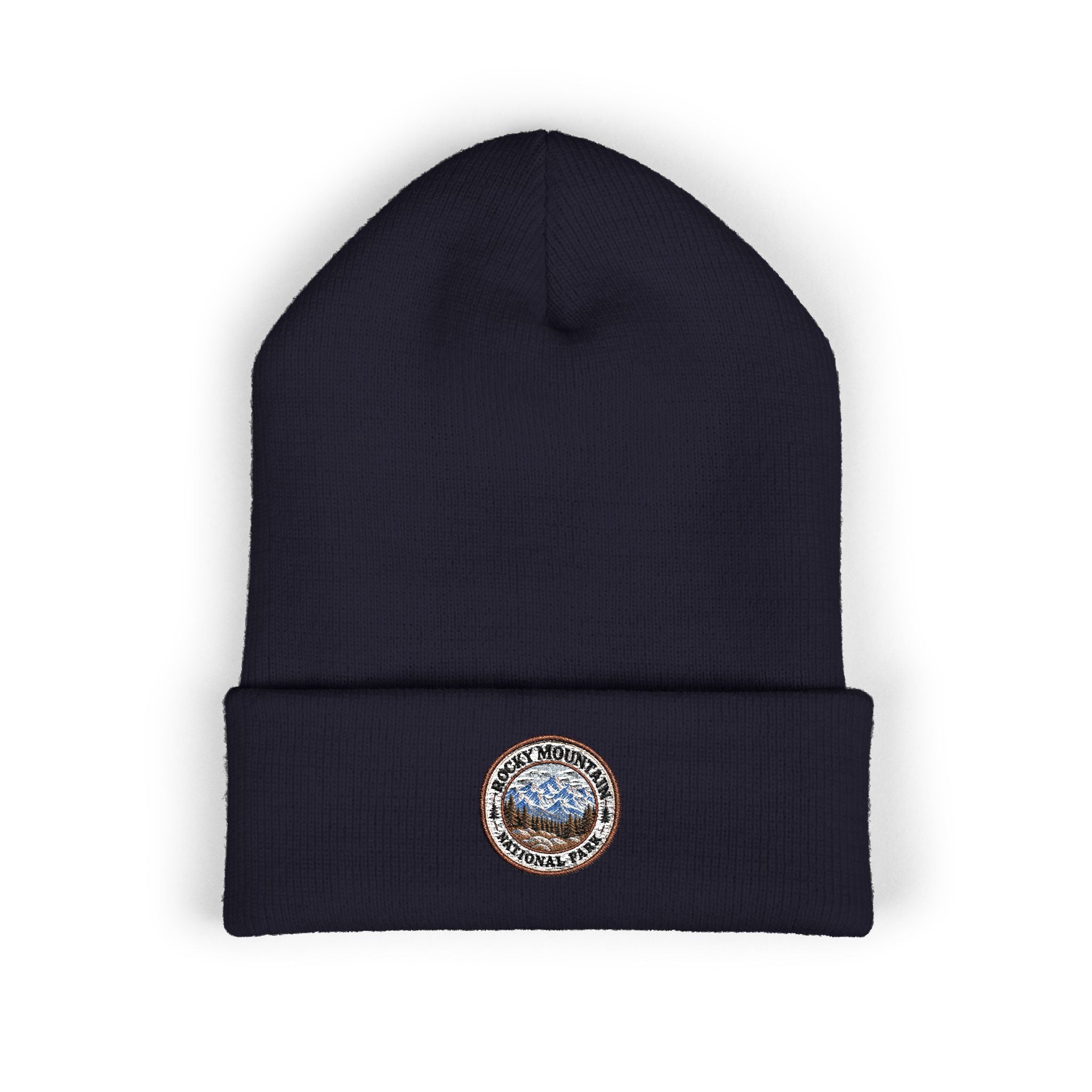Rocky Mountain National Park Mountain Range Beanie Round Logo