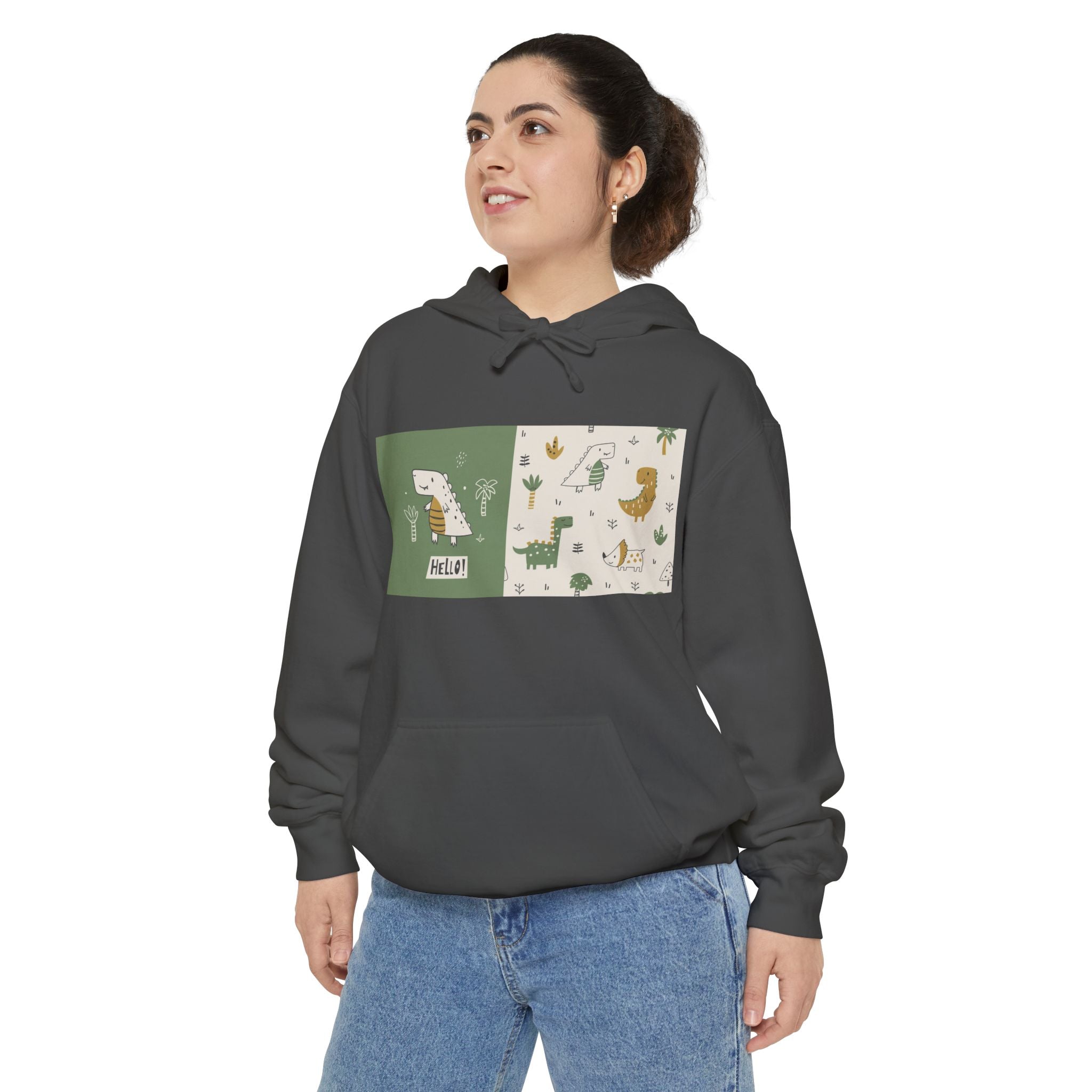 Whimsical Animal Design Hoodie - Cozy Unisex Garment-Dyed Apparel