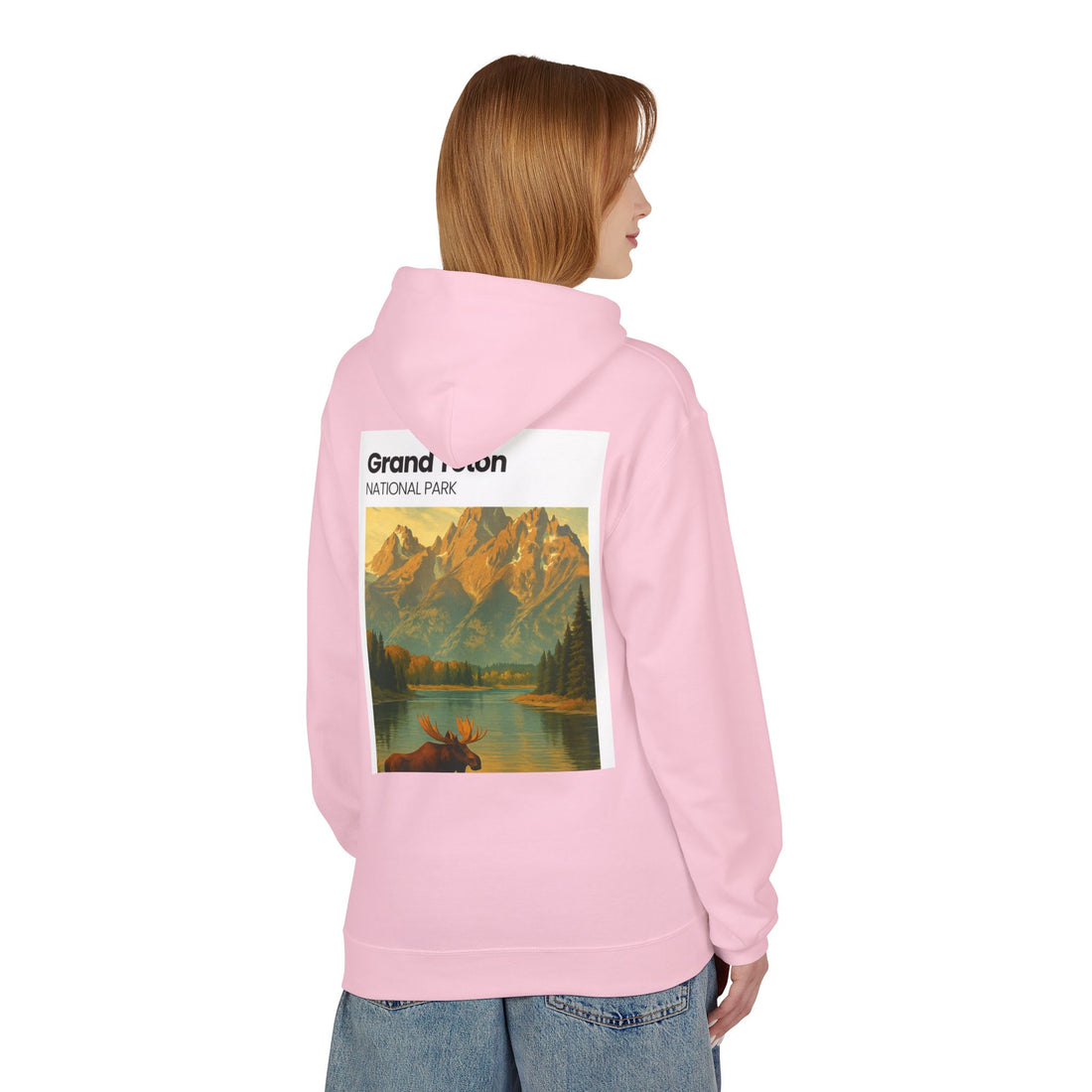 Grand Teton National Park scenic print Hoodie | Moose Lake mountain landscape