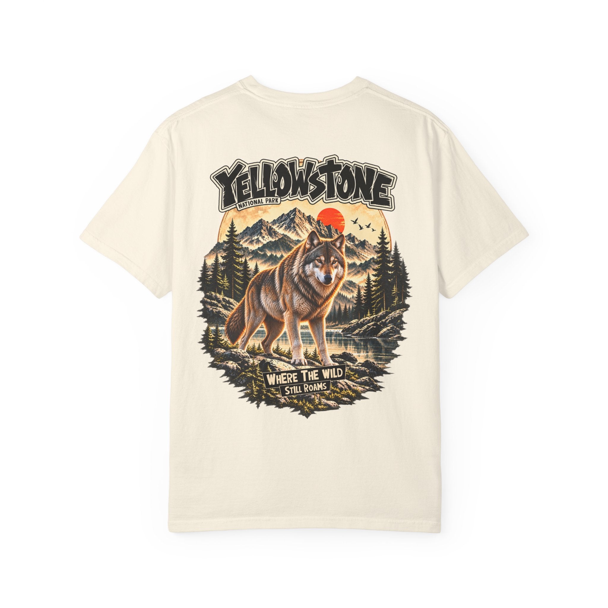 Yellowstone Wolf – Where the Wild Still Roams T-Shirt Model1