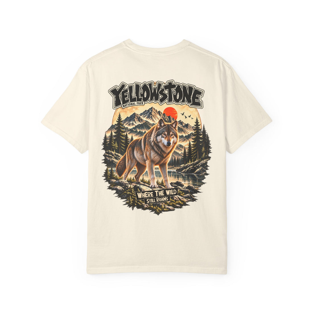 Yellowstone Wolf – Where the Wild Still Roams T-Shirt Model1