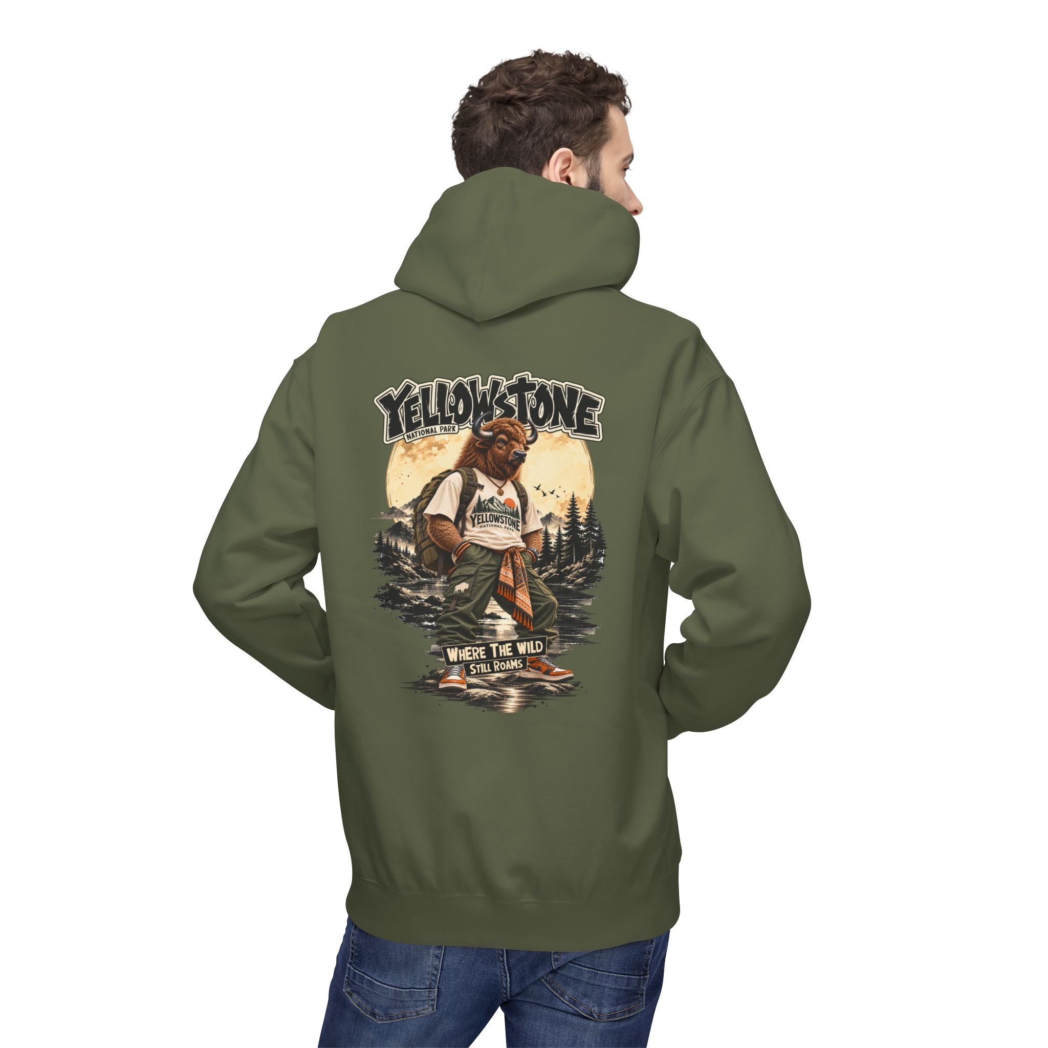 Yellowstone Bison – Where the Wild Still Roams Hoodie Model1