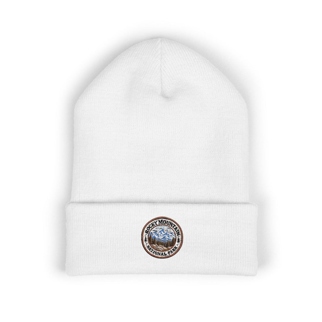 Rocky Mountain National Park Mountain Range Beanie Round Logo