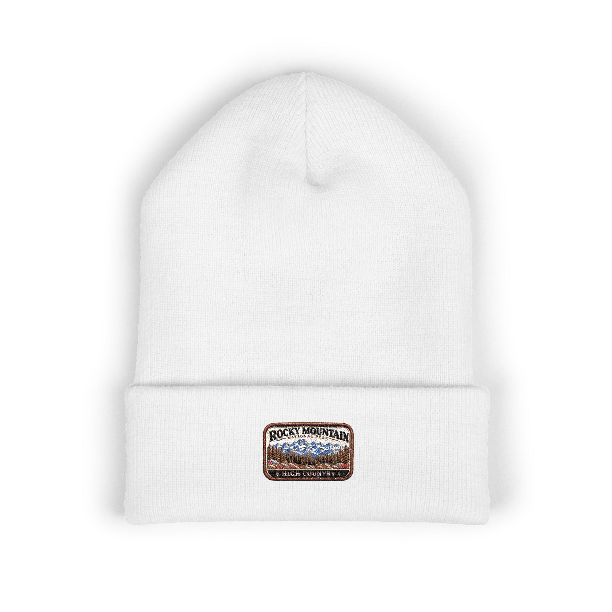 Rocky Mountain National Park Mountain Range Beanie Square Logo