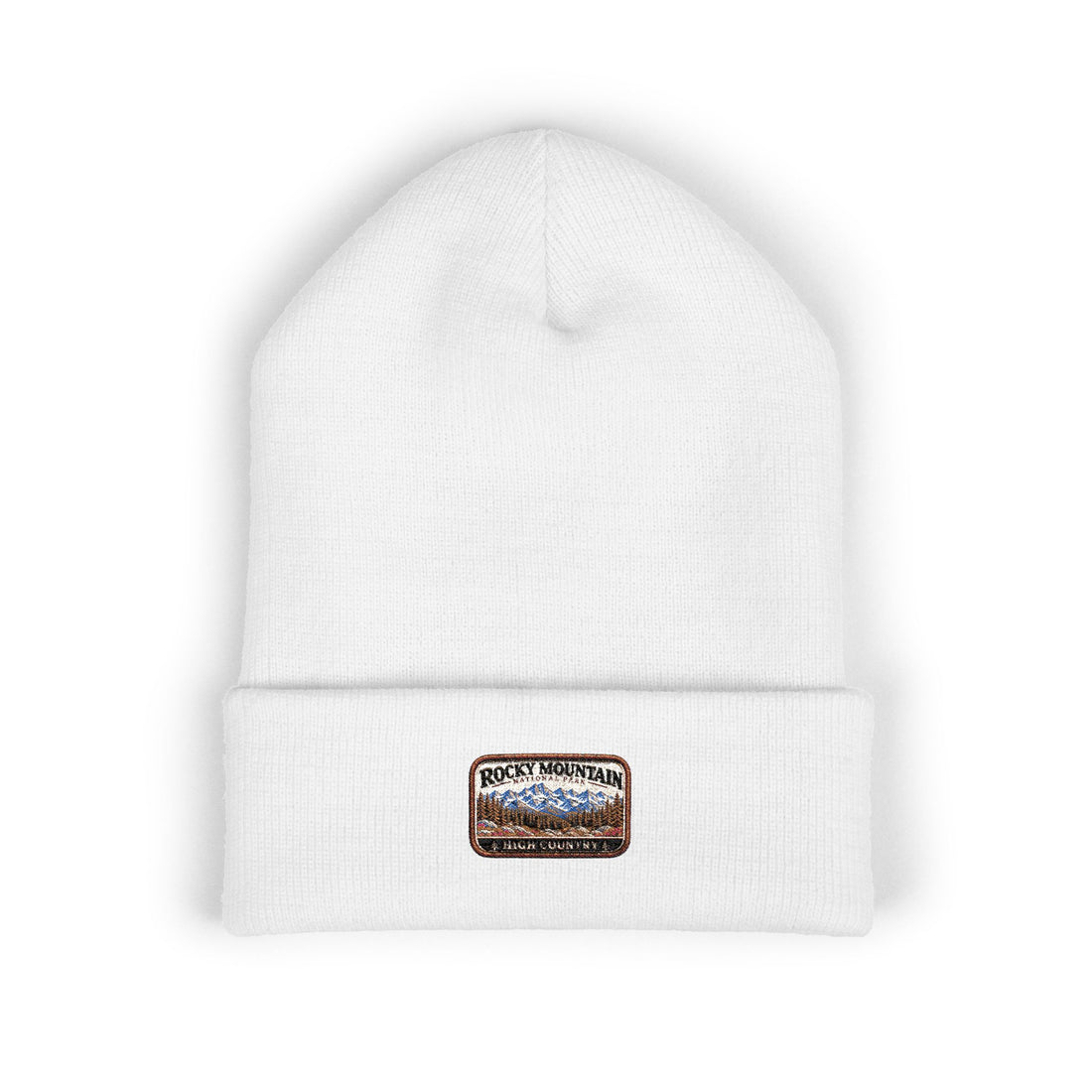 Rocky Mountain National Park Mountain Range Beanie Square Logo