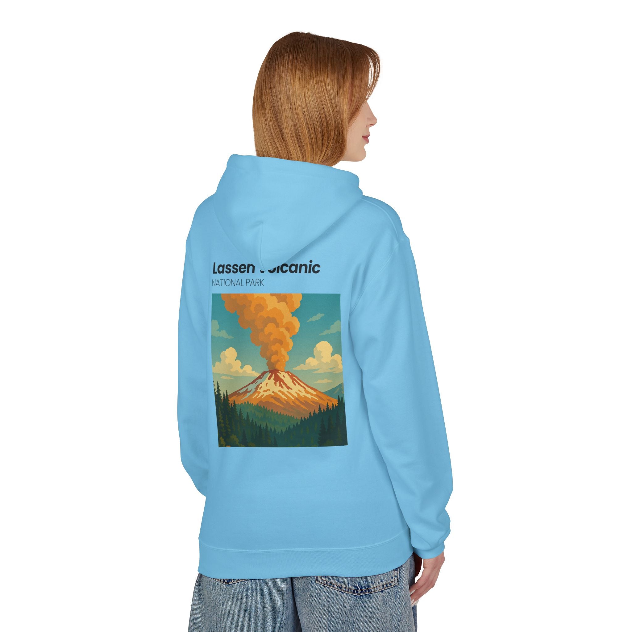 Lassen Volcanic Poster Hoodie | National Park Volcano Illustration