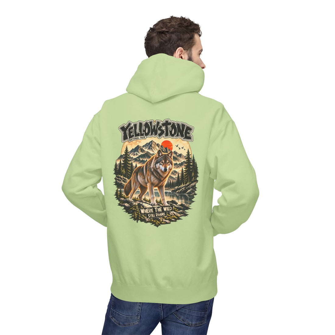 Yellowstone Wolf – Where the Wild Still Roams Hoodie Model3