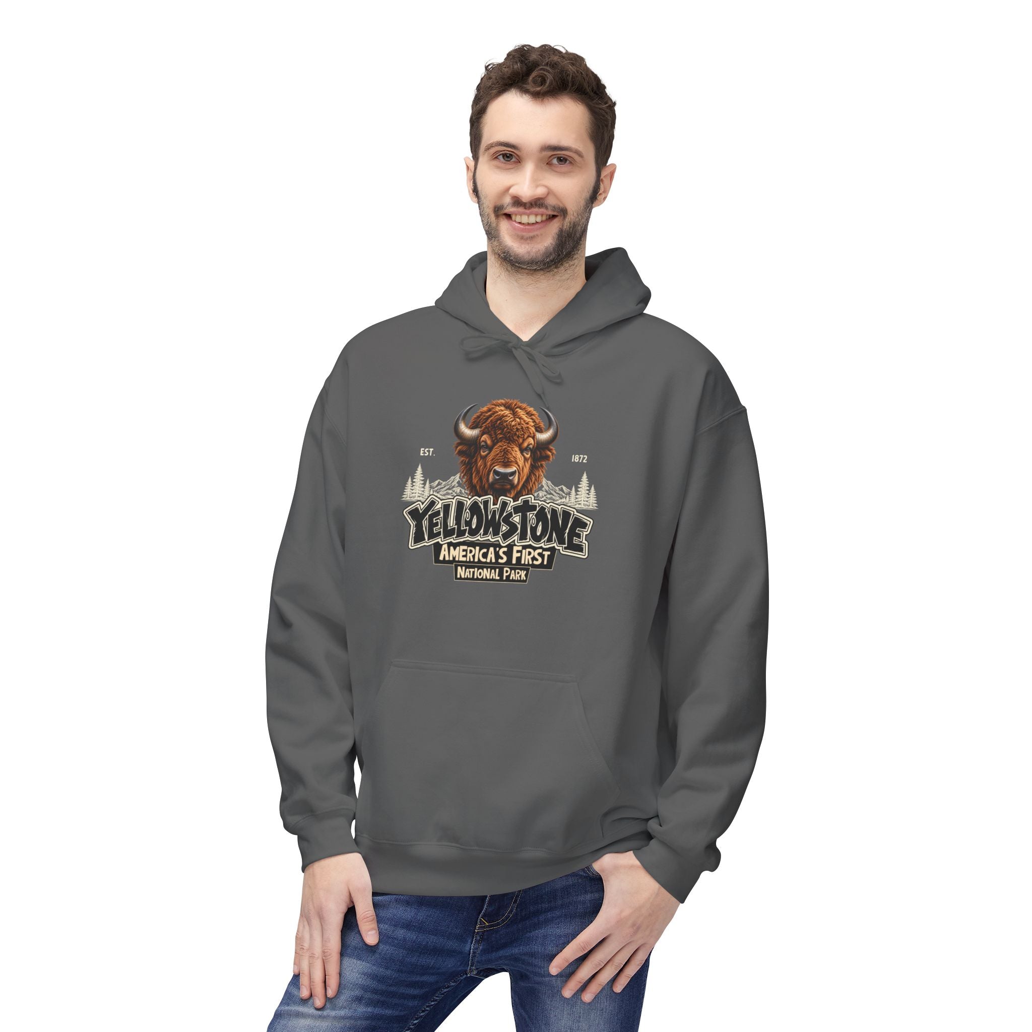 Yellowstone Bison – Where the Wild Still Roams Hoodie Model2