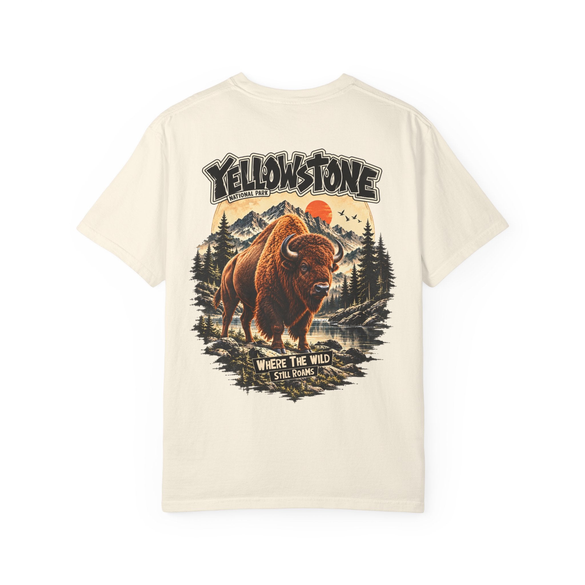 Yellowstone Bison – Where the Wild Still Roams T-Shirt Model1