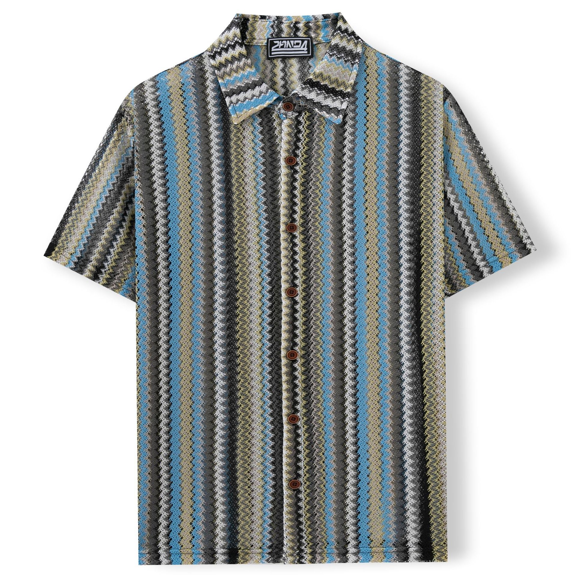 Summer New Men's Ethnic Style Striped Shirt