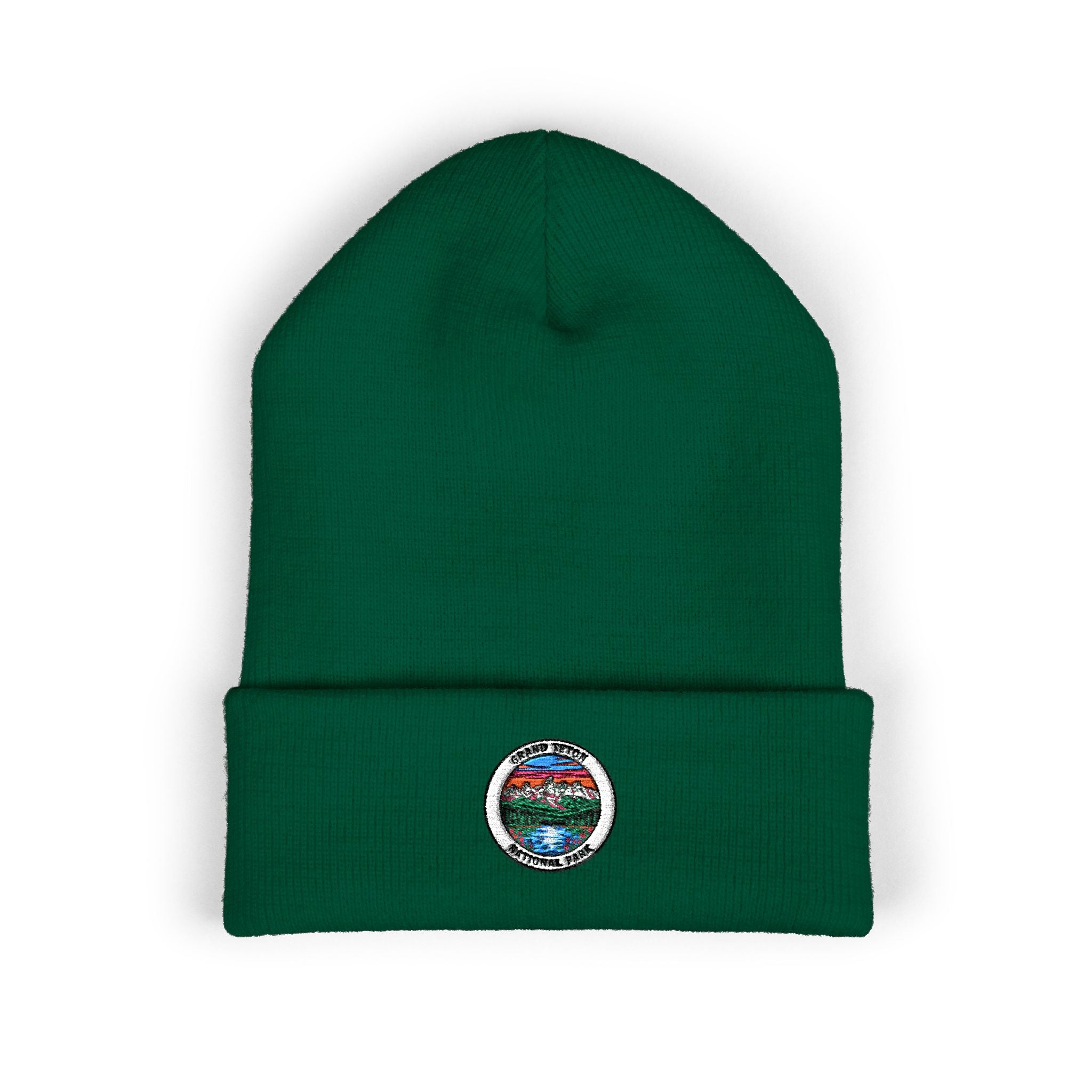 Grand Canyon Mountain Lake Patch Beanie | Embroidered Cuffed Beanie
