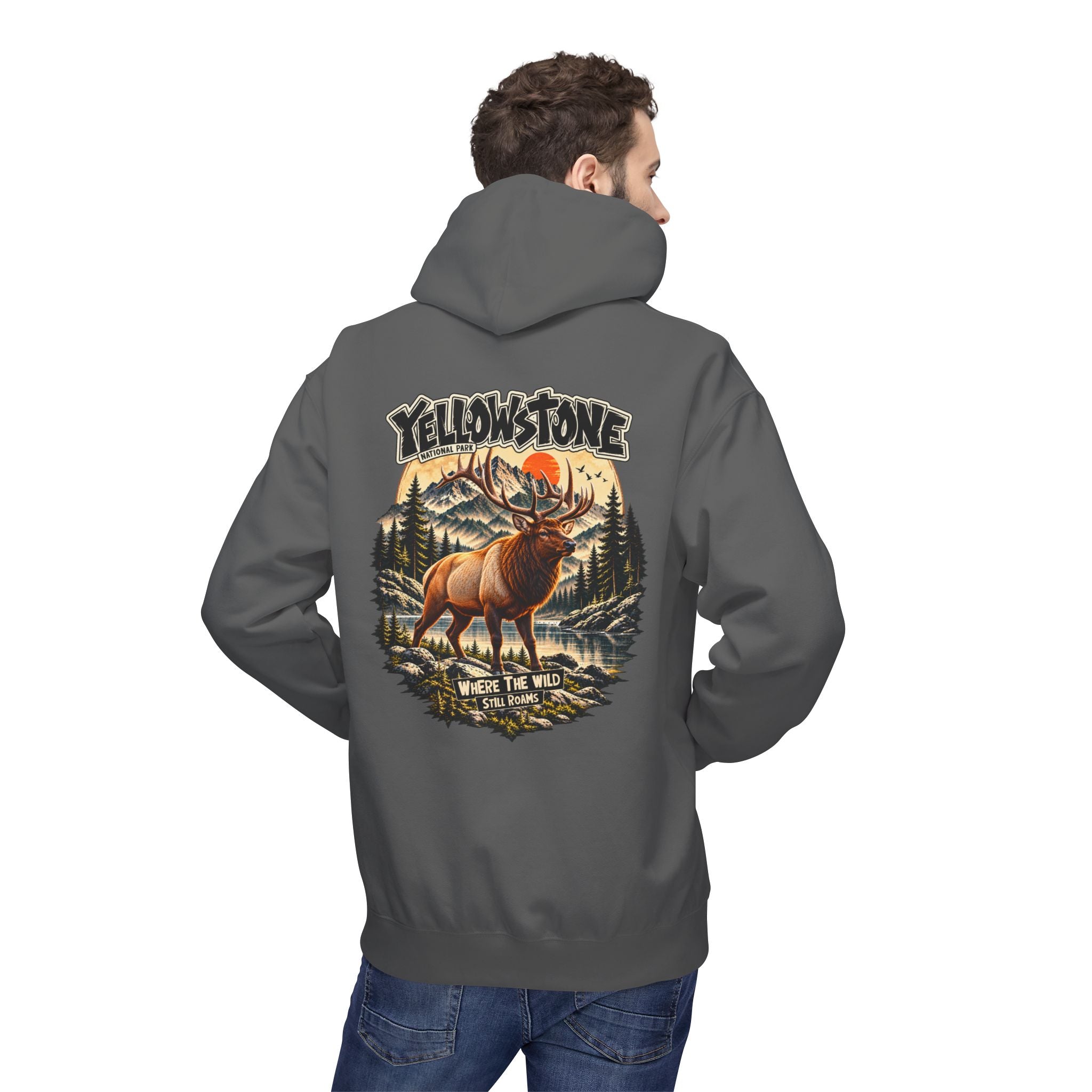 Yellowstone Elk – Where the Wild Still Roams Hoodie Model2