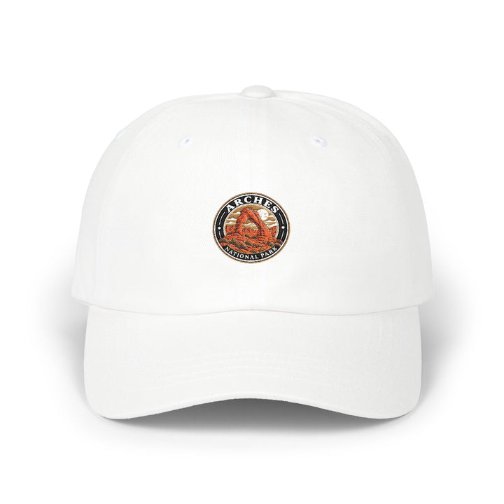Arches National Park Delicate Arch Dad Cap Round Logo