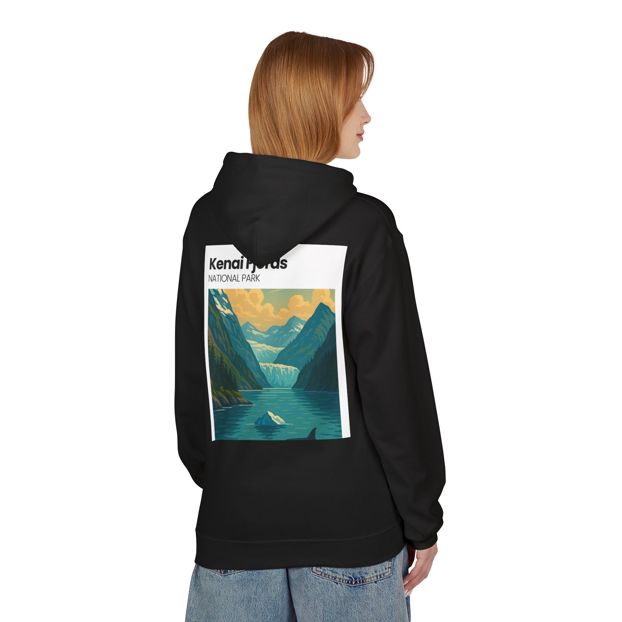 Kenai Fjords National Park landscape Hoodie | Alaska fjord vintage poster