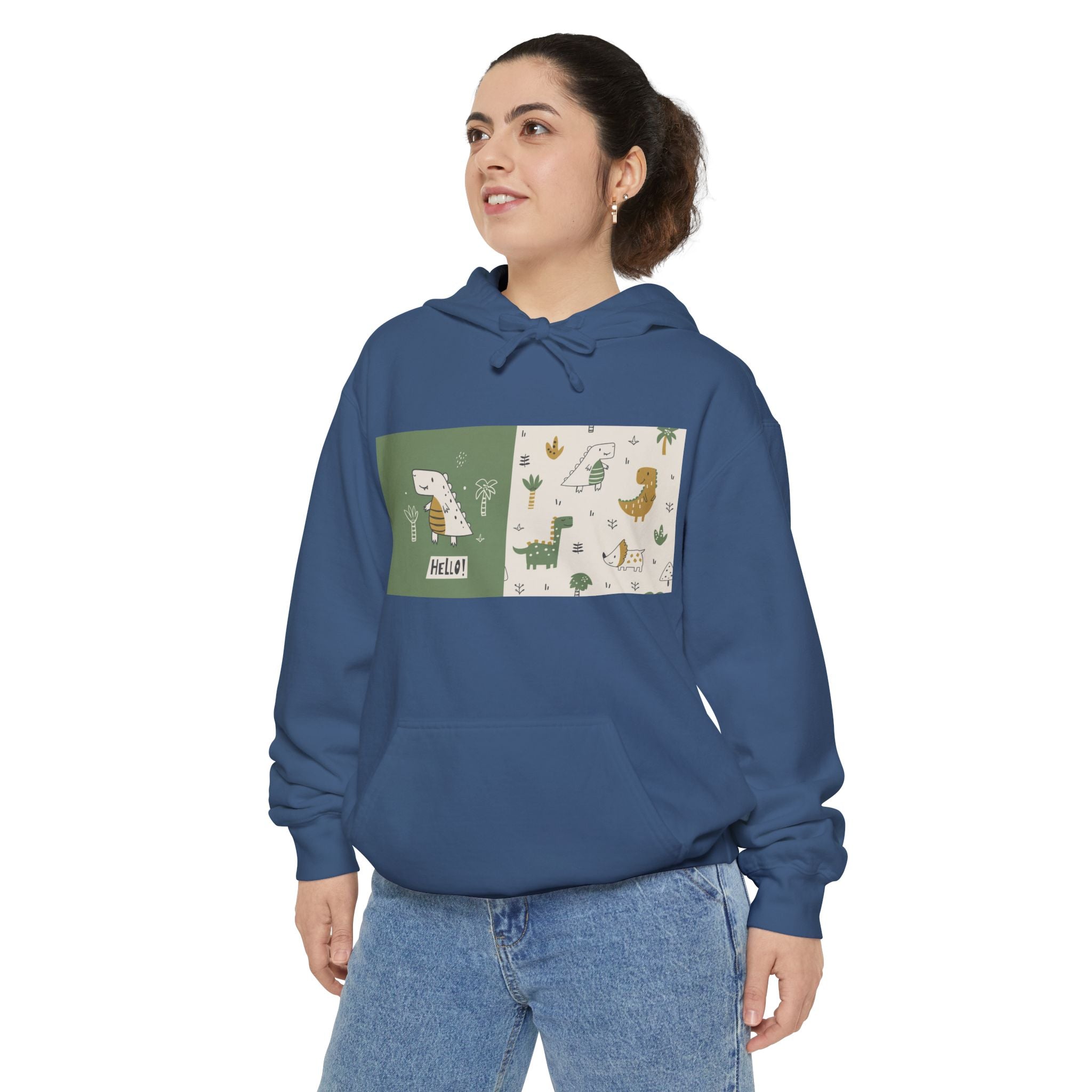 Whimsical Animal Design Hoodie - Cozy Unisex Garment-Dyed Apparel