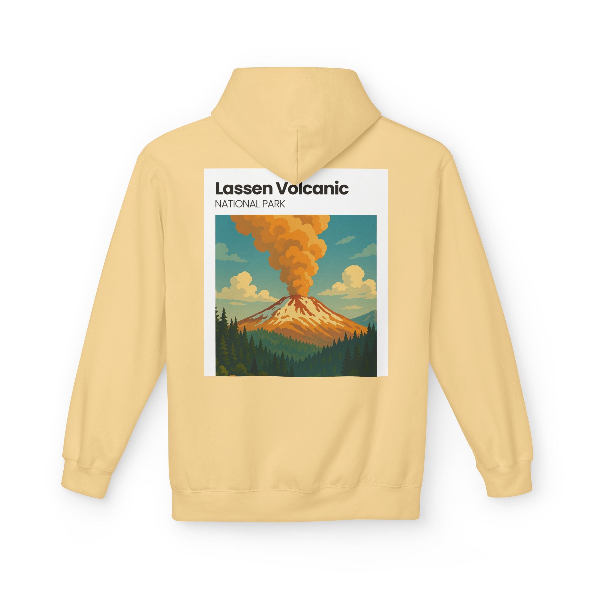Lassen Volcanic Poster Hoodie | National Park Volcano Illustration