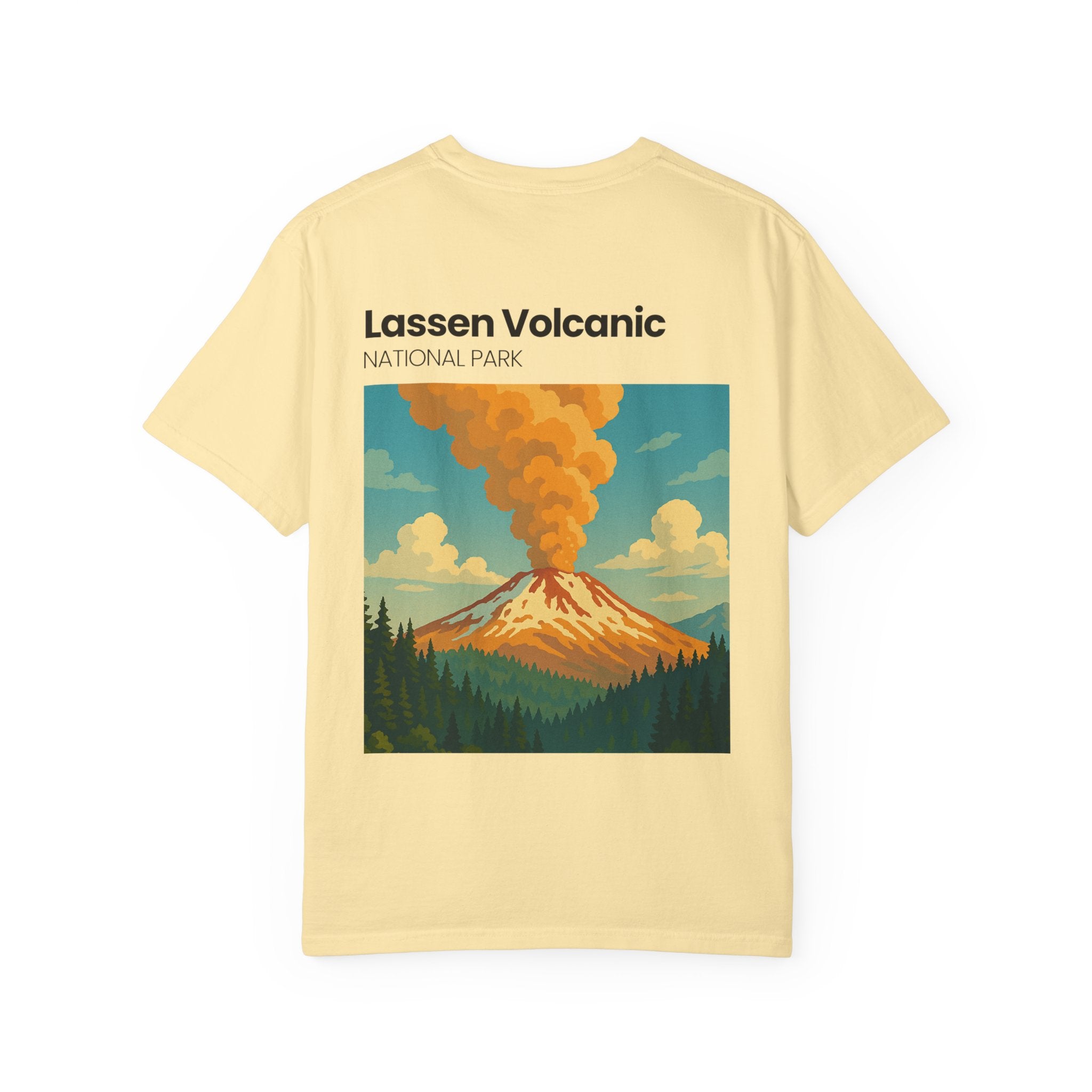 Lassen Volcanic Poster Art T-Shirt | Mountain Eruption Design