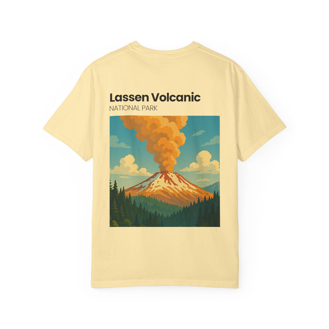Lassen Volcanic Poster Art T-Shirt | Mountain Eruption Design