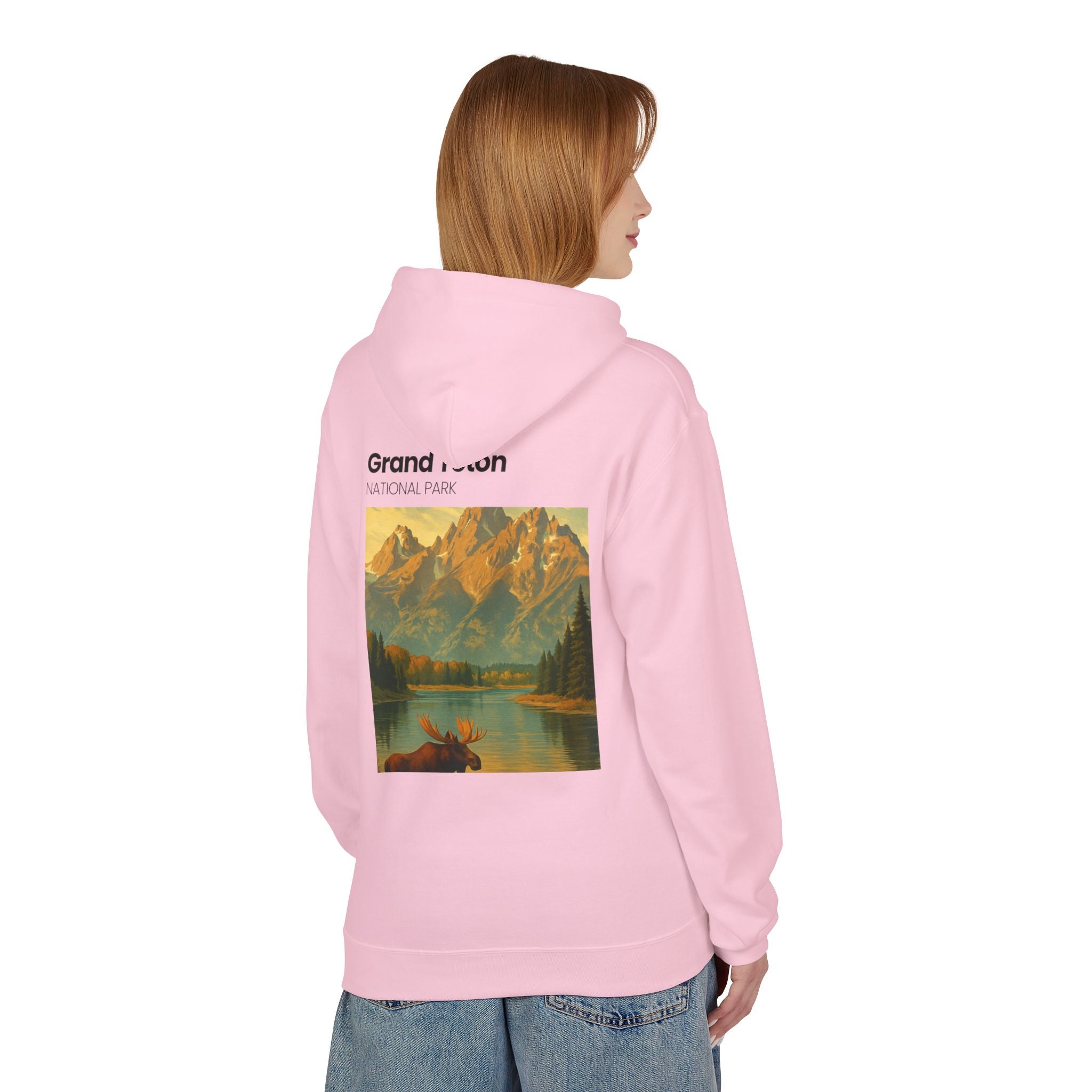 Grand Teton National Park scenic print Hoodie | Moose Lake mountain landscape