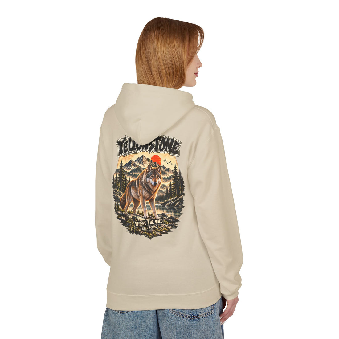 Yellowstone Wolf – Where the Wild Still Roams Hoodie Model2