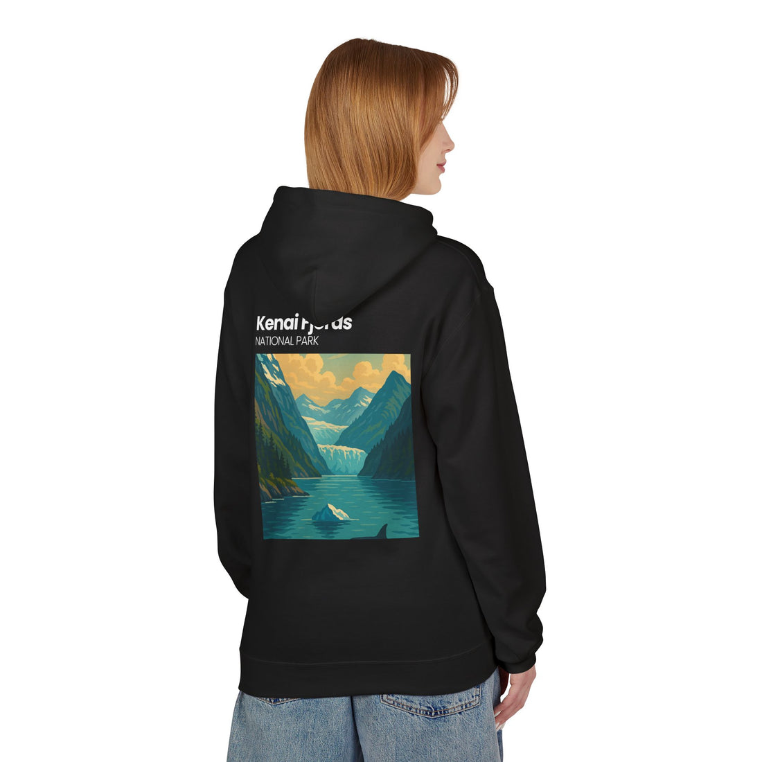 Kenai Fjords National Park landscape Hoodie | Alaska fjord vintage poster