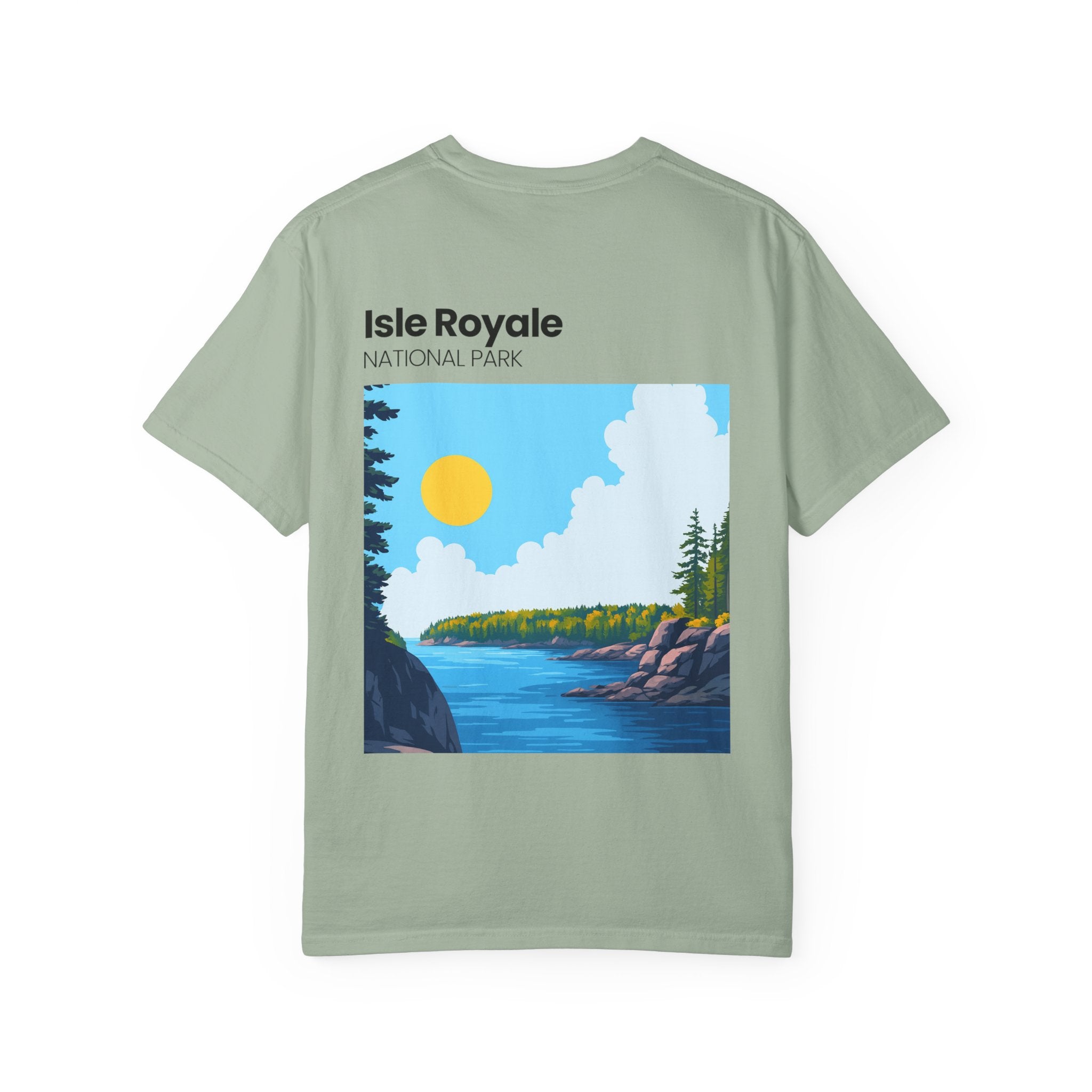 Isle Royale National Park Illustration T-shirt | Scenic Lake Sunrise Tee
