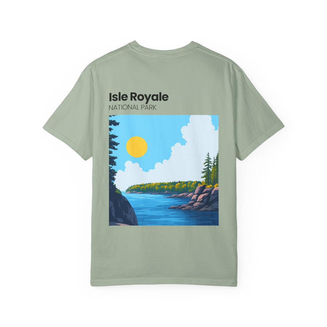 Isle Royale National Park Illustration T-shirt | Scenic Lake Sunrise Tee