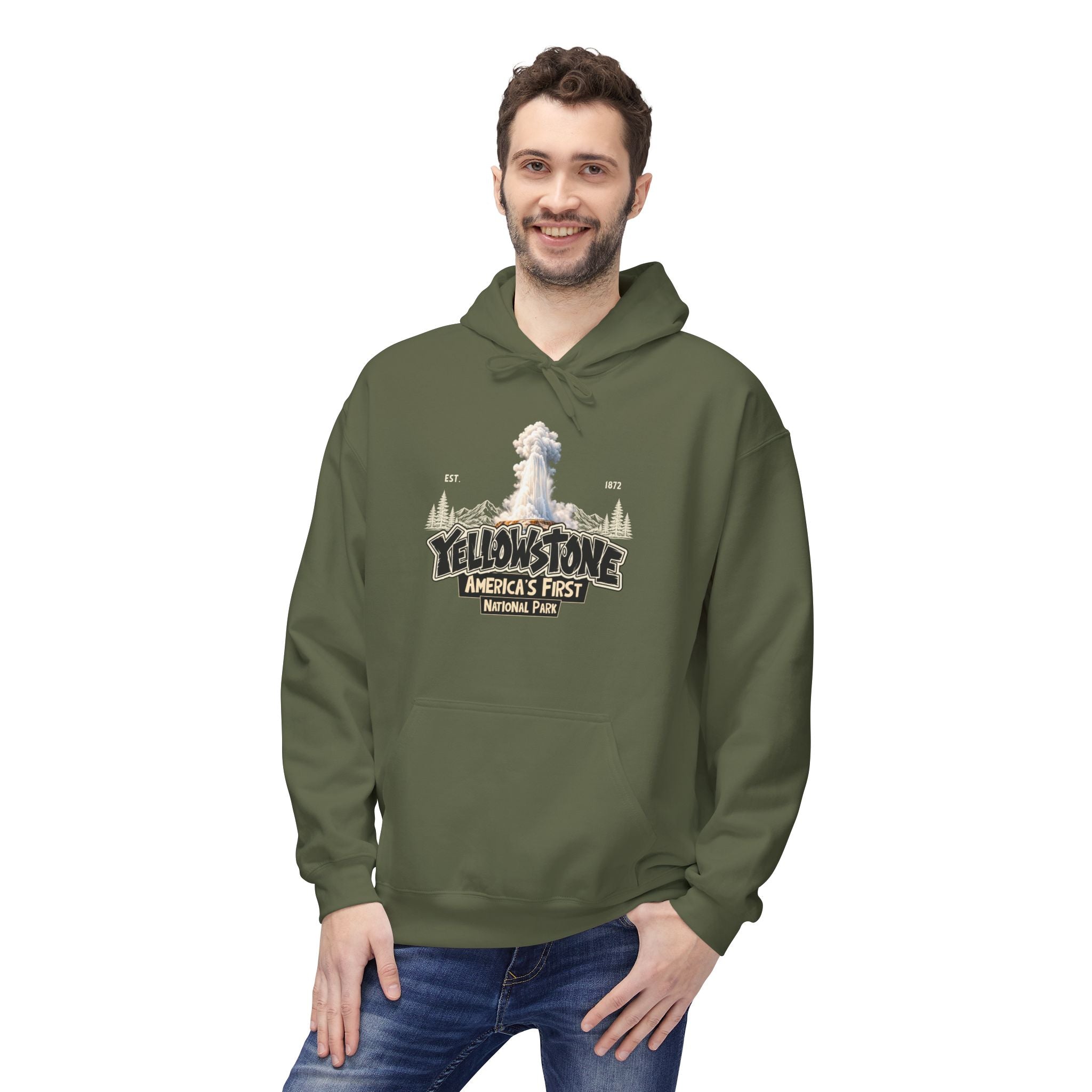 Yellowstone Old Faithful – Where the Wild Still Roams Hoodie Model2