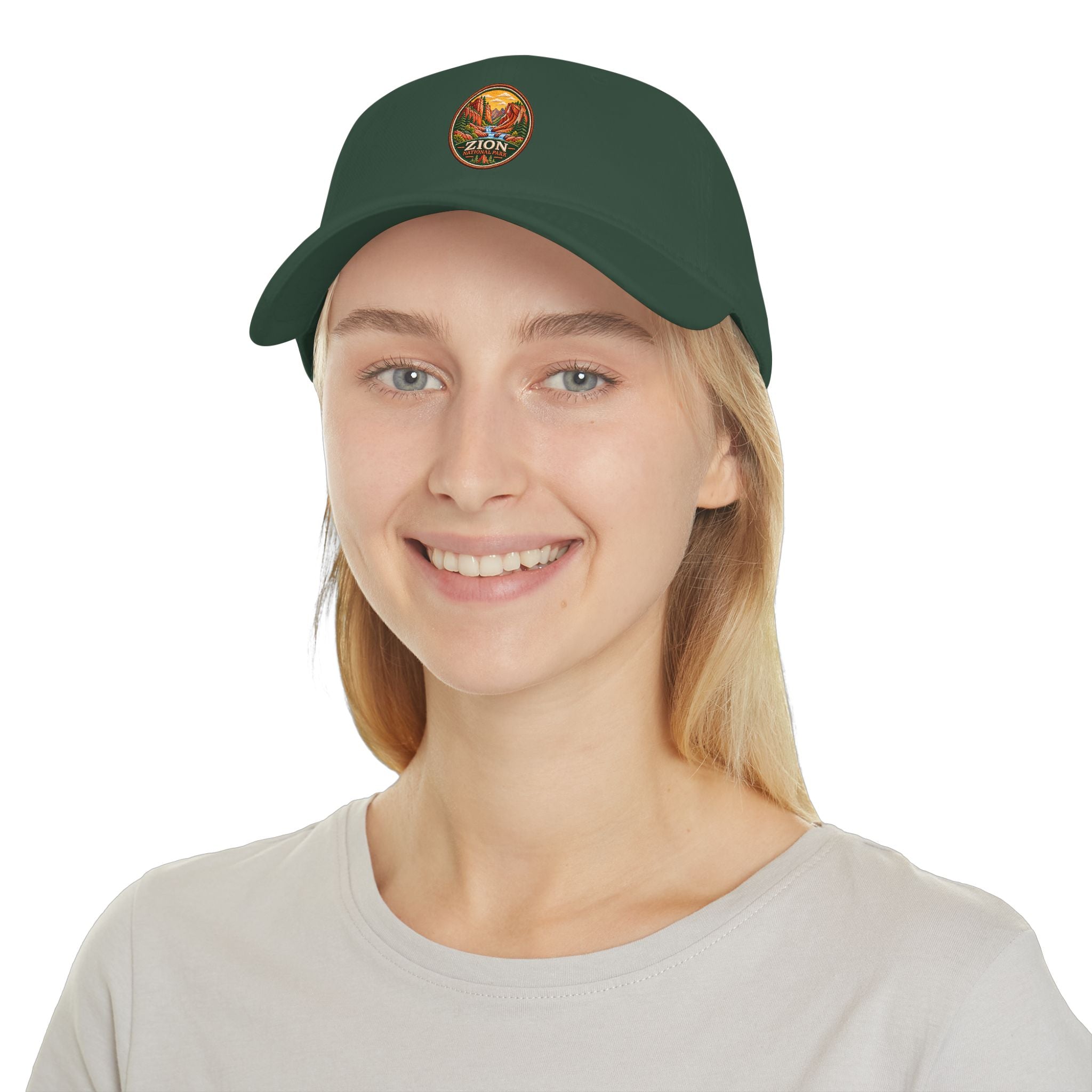 Red Cliffs Zion National Park Vintage Graphic Cap round logo