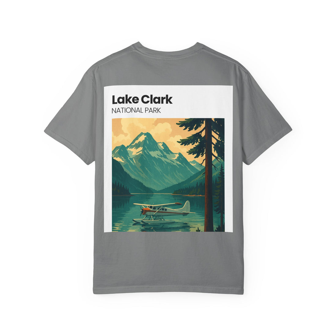 Lake Clark National Park Seaplane Graphic T-shirt | Vintage Travel Poster