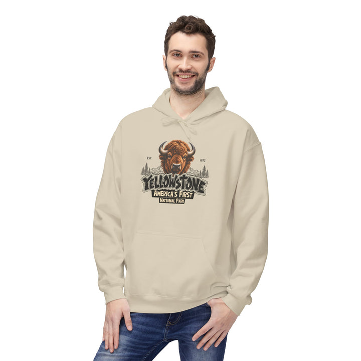 Yellowstone Bison – Where the Wild Still Roams Hoodie Model2