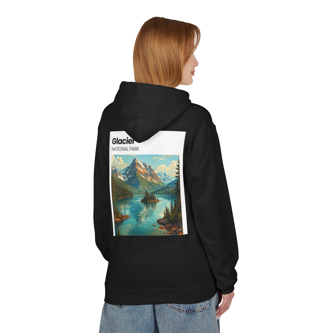 Glacier National Park landscape Hoodie | Retro mountain lake design