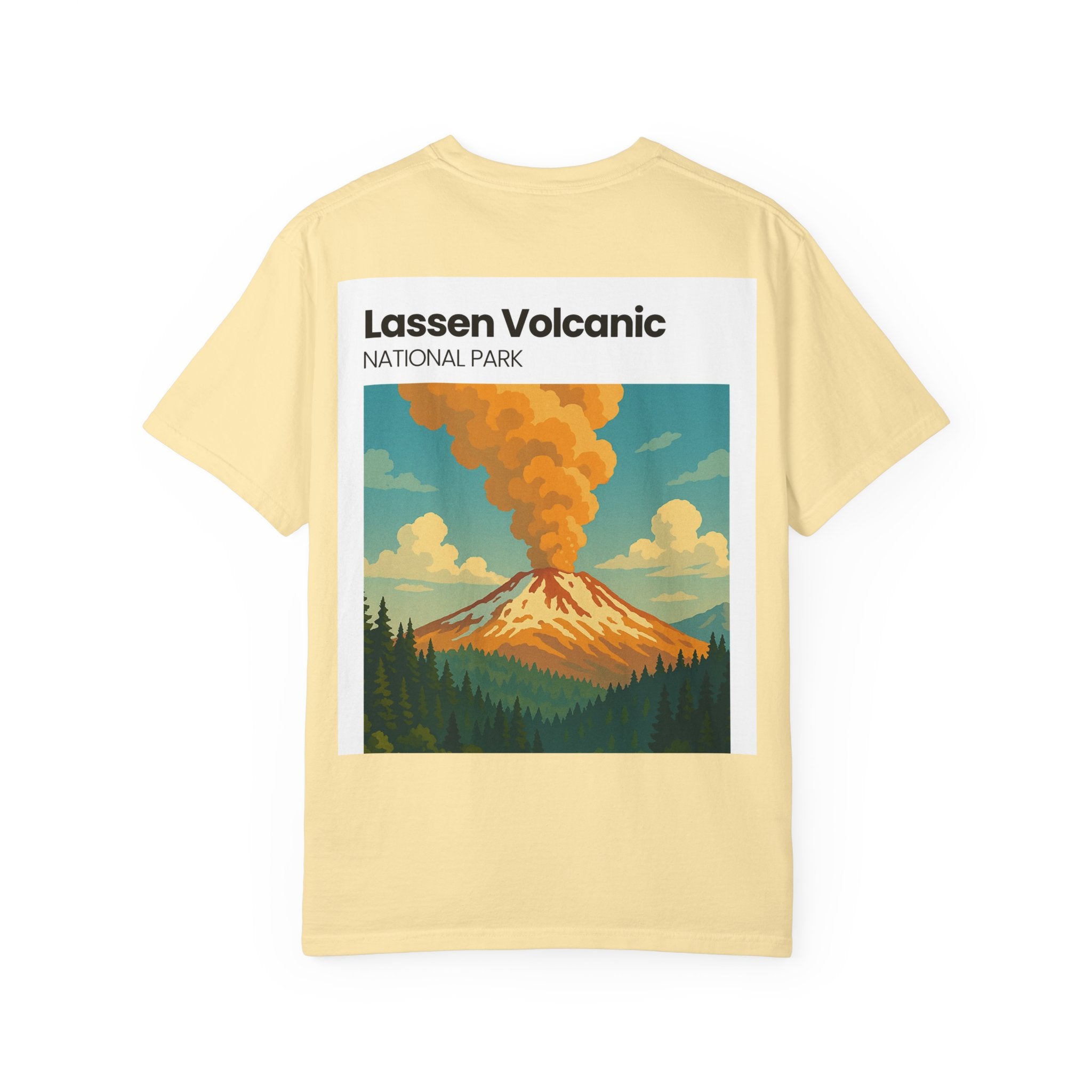 Lassen Volcanic Poster Art T-Shirt | Mountain Eruption Design