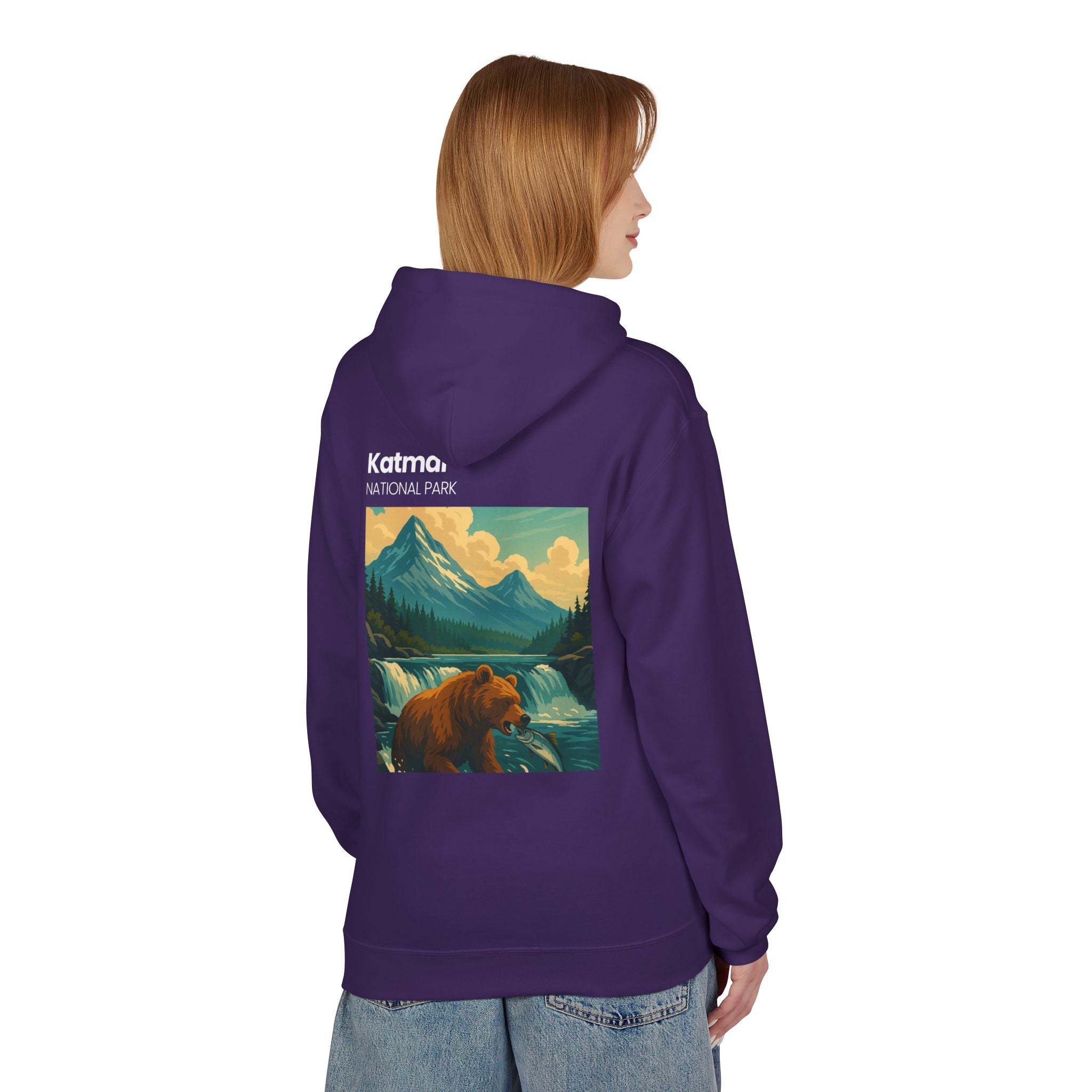 Katmai National Park Bear Hoodie | Vintage Wilderness Landscape