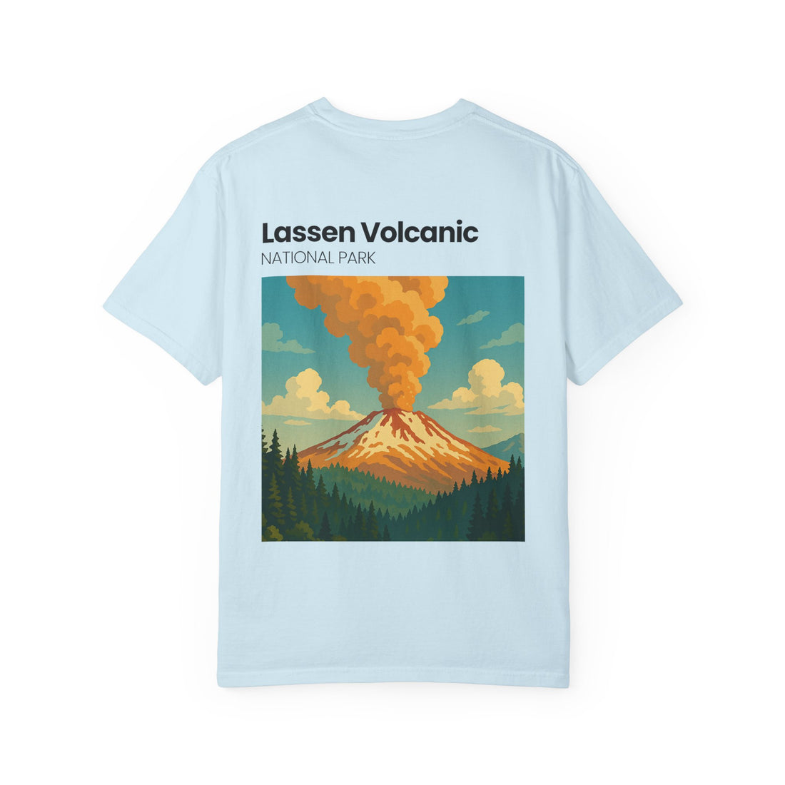 Lassen Volcanic Poster Art T-Shirt | Mountain Eruption Design